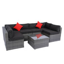 5 Pieces PE Rattan sectional Outdoor Furniture Cushioned U Sofa set with 2 Pillow Grey wicker + Black Cushion