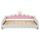 Extending Daybed With LED Lights, Modern Upholstered Princess Daybed With Crown Headboard by HouseOfZazla