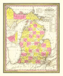Vintage Map of Michigan 1847