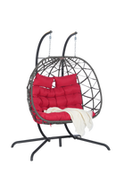 2 Person Outdoor Rattan Hanging Chair Patio Wicker Egg Chair