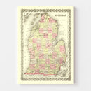 Vintage Map of Michigan 1855