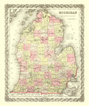 Vintage Map of Michigan 1855