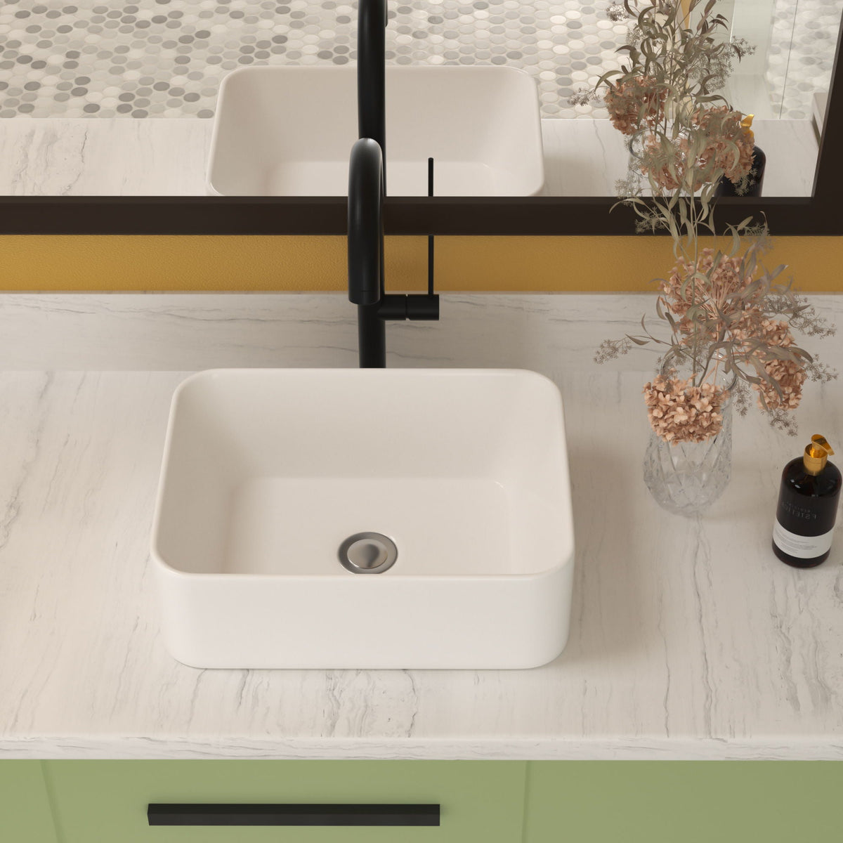 Sleek Ceramic Rectangular Vessel Bathroom Sink, photo 11 of 17