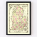 Vintage Map of Michigan 1855