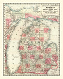 Vintage Map of Michigan 1878