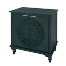Hollow Carved 2 Door Accent Cabinet With Adjustable Shelf, Sideboard Buffet For Entryway, Living Room Or Bedroom - Blackish Green by HouseOfZazla