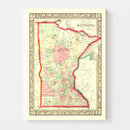 Vintage Map of Minnesota 1862