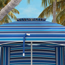 5.8' x 5.8' Portable Beach Umbrella with Double-Top, Ruffled Outdoor Cabana with Walls, Vents, Sandbags, Carry Bag, Blue Stripe
