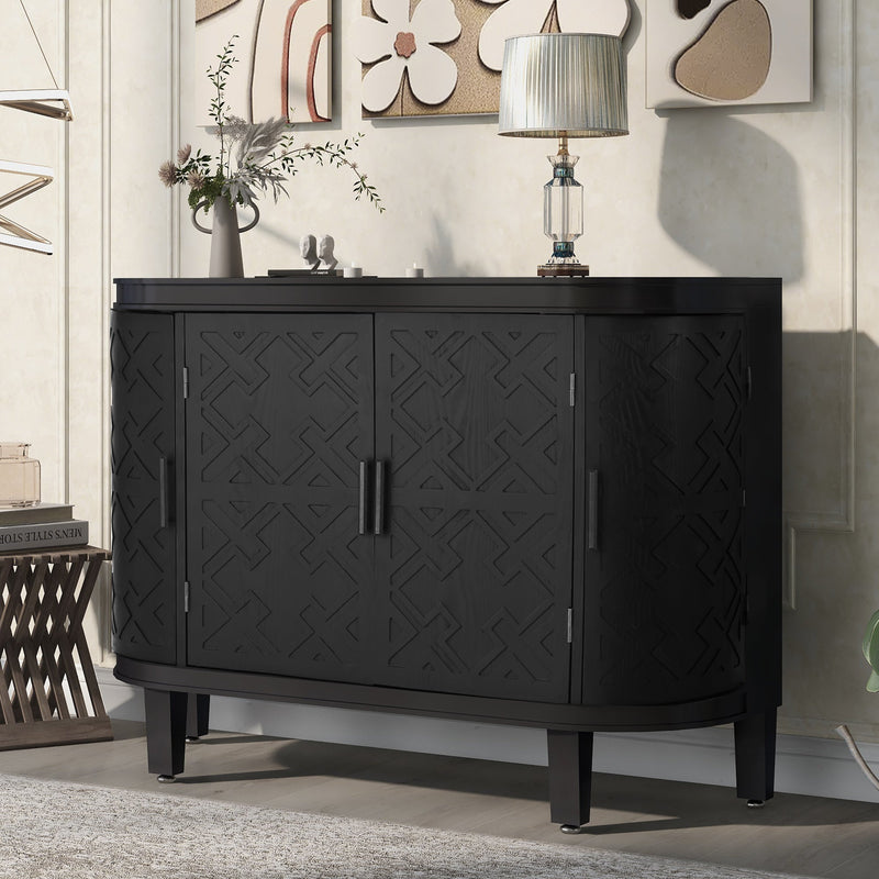 Accent Storage Cabinet Sideboard Wooden Cabinet with Antique Pattern Doors for Hallway, Entryway, Living Room, Bedroom