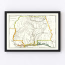 Vintage Map of Mississippi 1814