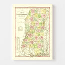 Vintage Map of Mississippi 1836