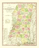 Vintage Map of Mississippi 1836