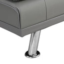 Sofa Bed With Armrest Two Holders Wood Frame, Stainless Leg Futon - Gray by HouseOfZazla