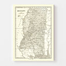 Vintage Map of Mississippi 1842