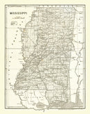 Vintage Map of Mississippi 1842