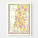 Vintage Map of Mississippi 1846