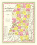 Vintage Map of Mississippi 1846