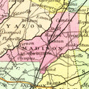 Vintage Map of Mississippi 1854