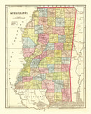 Vintage Map of Mississippi 1856