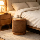 Round Rattan Coffee Table with Lift-Off Lid Storage