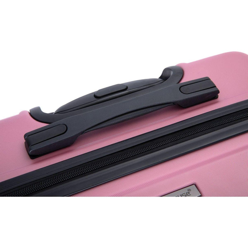 3 Piece Luggage Sets ABS Lightweight Suitcase with Two Hooks, Spinner Wheels, TSA Lock, (20/24/28), Pink