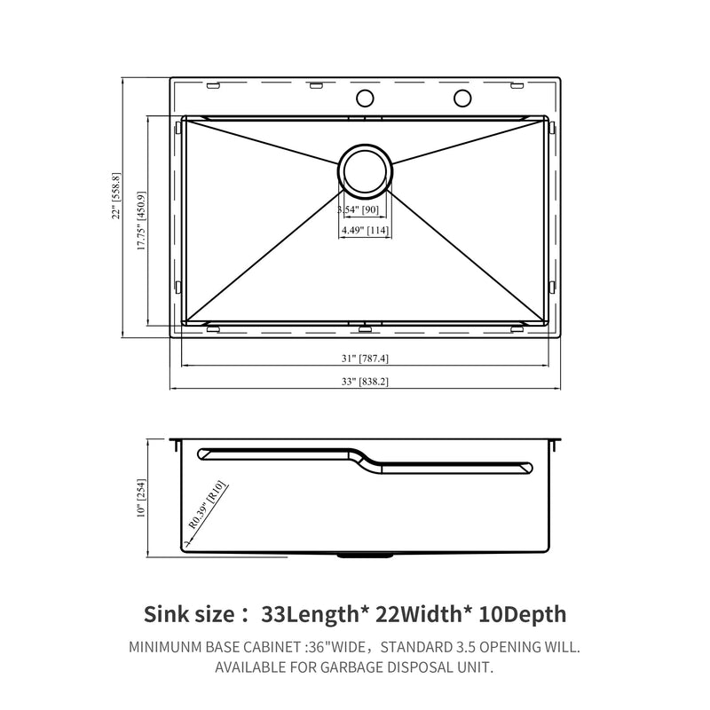 33" Drop In Kitchen Sink, photo 8 of 10