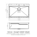 33" Drop In Kitchen Sink
