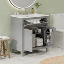 Bathroom Vanity With Ceramic Sink, Modern Single Bathroom Cabinet With 2 Doors And A Shelf, Soft Close Doors by Unique Piece Furniture