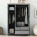 3 Door Storage Wardrobe With Cabinets And 2 Hanging Rods - Gray by HouseOfZazla