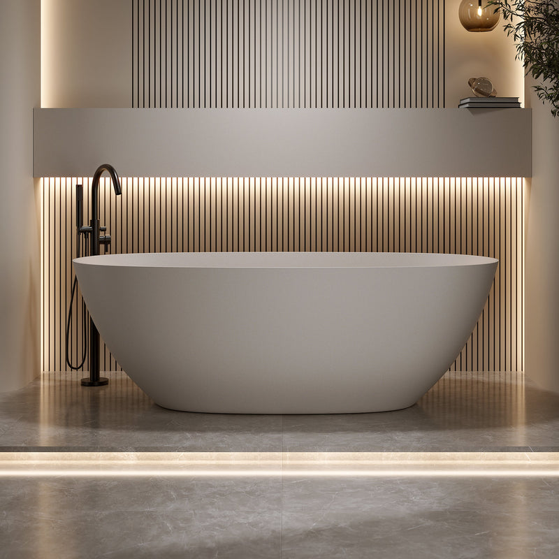 69'' Freestanding Bathtub Resin Stone Soaking Bathtub, photo 6 of 10