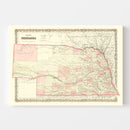 Vintage Map of Nebraska 1867