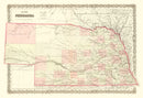Vintage Map of Nebraska 1867
