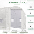 15' x 7' x 7' Walk-In Tunnel Greenhouse, Large Garden Hot House Kit with 6 Roll-up Windows & Roll Up Door, Steel Frame, White