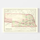 Vintage Map of Nebraska 1876