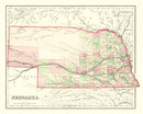 Vintage Map of Nebraska 1876