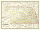 Vintage Railroad Map of Nebraska 1888
