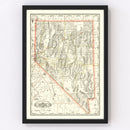 Vintage Railroad Map of Nebraska 1884