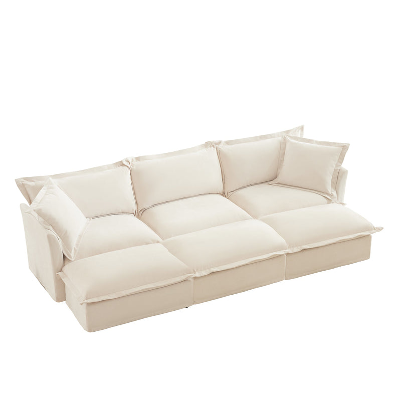 Oversized Chenille Living Room Sofa with 3 Ottomans, photo 10 of 10