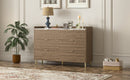 55" Long 6 Drawer Dresser with Marbling Worktop, Mordern Storage Cabinet with Metal Leg and Handle for Bedroom,Walnut