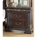 2 Drawer Nightstand, Carvings Bedside Table, Bedroom Furniture - Cherry by HouseOfZazla