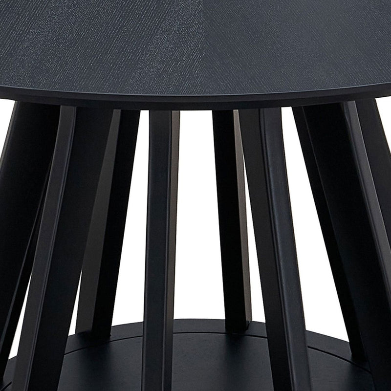 47.24 Inch Saving Place Table,Wooden Dining Table for 4 Persons,Modern Design Round Kitchen Table with Sturdy Pedestal for Living Room,Apartment,Restaurant,Black