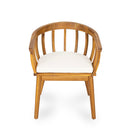 Klismos - Dining Armchair (Set of 2) - Teak / Beige