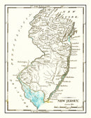Vintage Map of New Jersey 1814