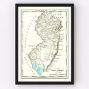 Vintage Map of New Jersey 1814
