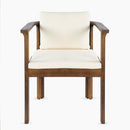 Outdoor Dining Chair Set of 2 with Curved Acacia Wood Arms