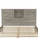 3-Pieces Bedroom Set Queen Size Farmhouse Platform Bed with Storage Headboard and Charging Station