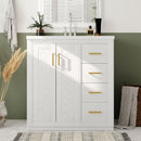 Bathroom Vanity With Sink, Storage Cabinet, Freestanding Set With 3 Drawers & Soft Closing Doors by Unique Piece Furniture