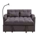 Modern Loveseat Futon Sofa With Pullout Bed, Adjustable Reclining Backrest, Toss Pillows by HouseOfZazla