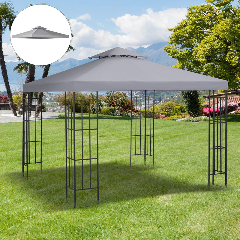 9.8' x 9.8' Gazebo Replacement Canopy, 2-Tier Top UV Cover for 9.84' x 9.84' Outdoor Gazebo Models 01-0153 & 100100-076, Light Gray (TOP ONLY)