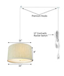 18"W 2 Light Swag Plug-In Pendant  Textured Oatmeal with Diffuser White Cord